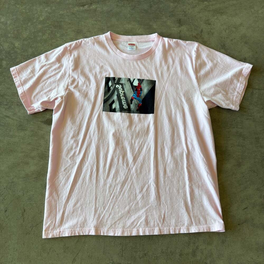 Supreme Spider-Man Tee Light Pink SS26 Marvel Photo Graphic T-Shirt Size XL Mens
